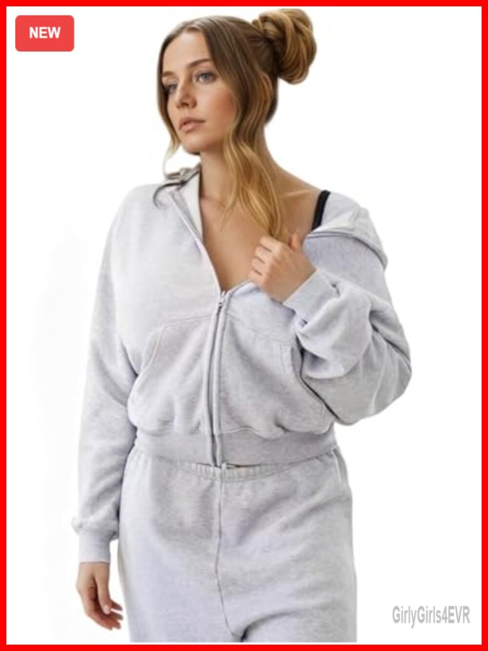 Zip Up Hoodie Fleece Women's Casual Sweatshirt with Pockets Oversized Fit